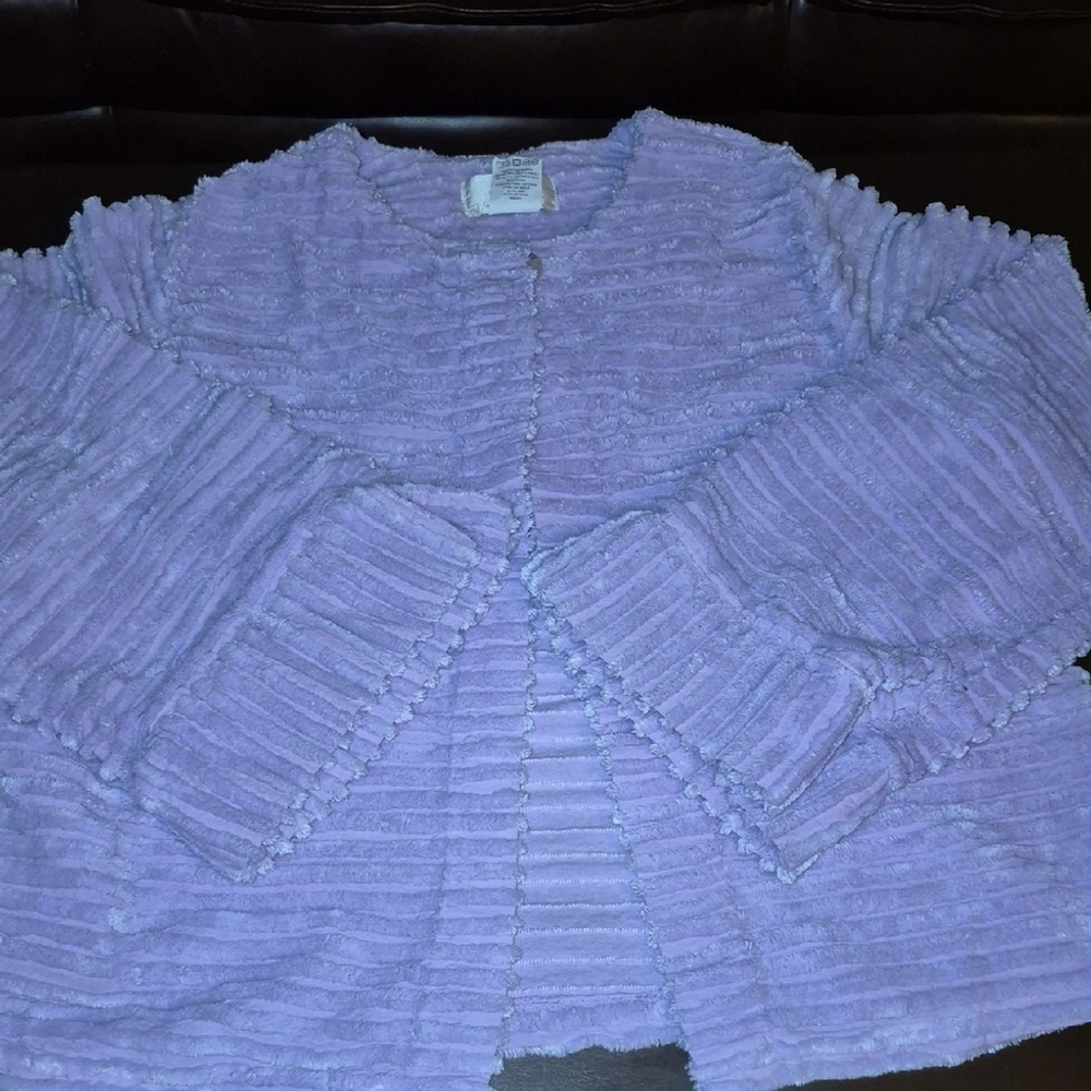 Stan Herman Chenille Lounge Wear.Sz.M. Lovely lavender Cardigan. 1980s Vintage.